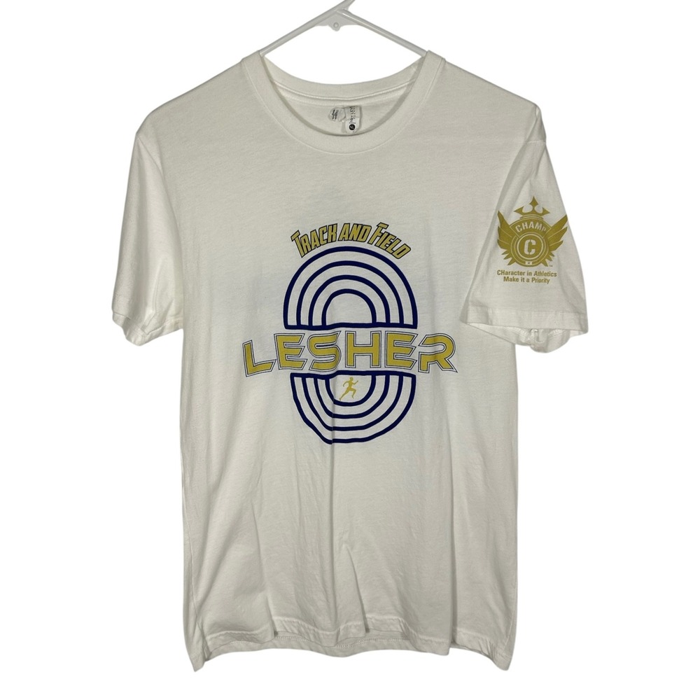 Next Level Lesher Track and Field Graphic T-Shirt White XL Mens Motivational Tee